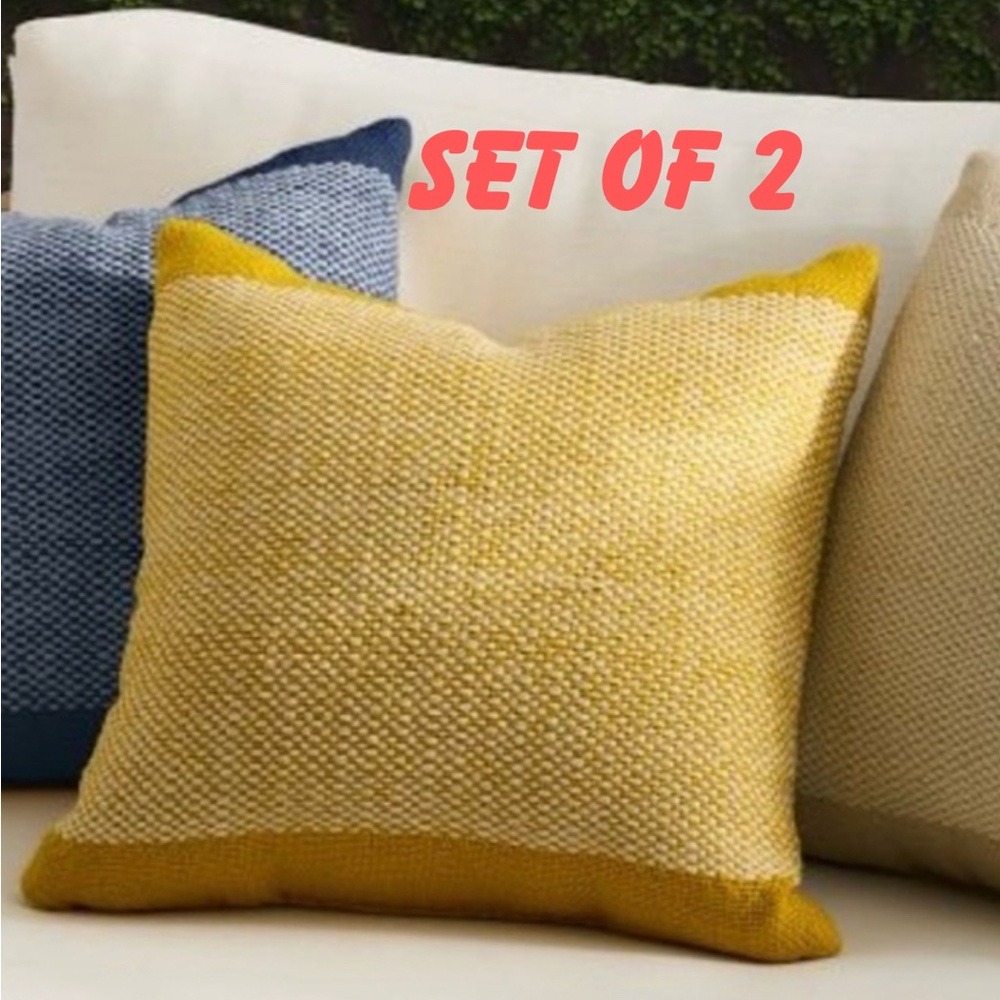 West Elm Banded Basketweave Indoor/ Outdoor Pillow set of 2